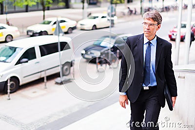 Businessman In Frankfurt main Stock Photo