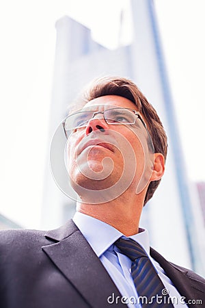 Businessman In Frankfurt main Stock Photo