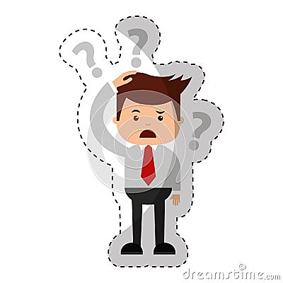 Businessman funny with Doubt series character icon Vector Illustration