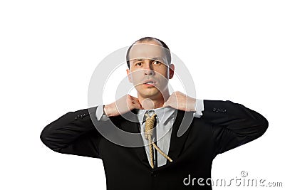 Businessman with gallow tie suffocating Stock Photo