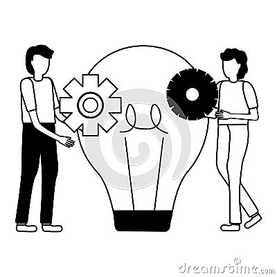 Businessman with gear bulb Vector Illustration