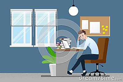 Businessman with a gestures facepalm emotion. Office people had a headache, disappointment or shame from work. Vector illustration Vector Illustration