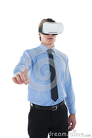 Businessman gesturing using wearable computer Stock Photo