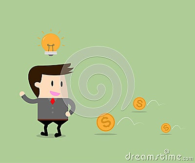 Businessman get the idea with Money Vector Illustration