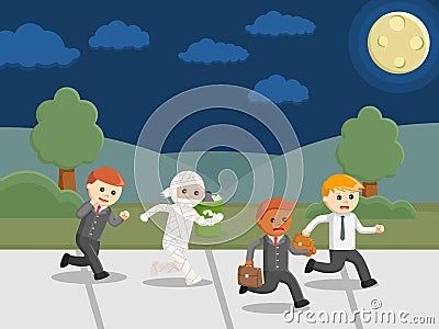 Businessman getting prank by office friend in park Vector Illustration