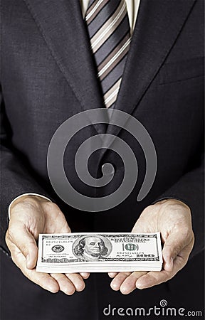 Businessman give the bribe Stock Photo