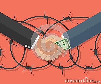 Businessman giving a bribe Vector Illustration