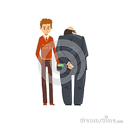 Businessman giving bribe money, corruption and bribery concept vector Illustration Vector Illustration