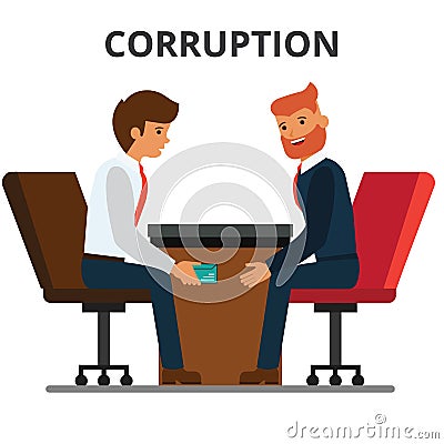 Businessman giving bribe money. Vector Illustration