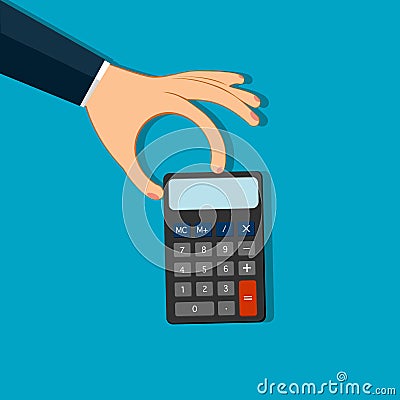 Businessman giving a calculator. financial advisory concept. vector Vector Illustration