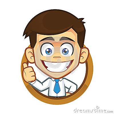 Businessman giving thumbs up in round frame Vector Illustration