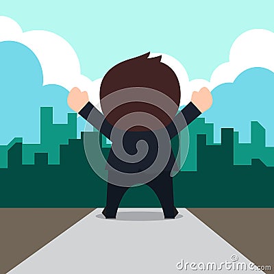 Businessman glad to success cartoon Vector Illustration