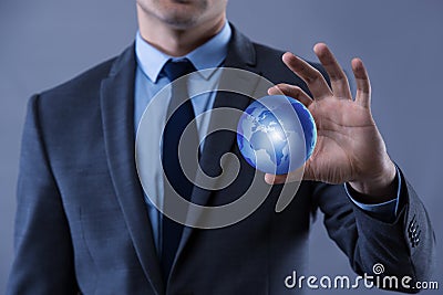 The businessman in globalisation global business concept Stock Photo