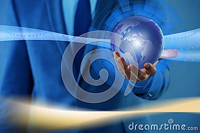 The businessman in globalisation global business concept Stock Photo