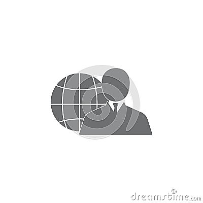 Businessman globe icon. Simple element illustration. Business icons universal for web and mobile Cartoon Illustration