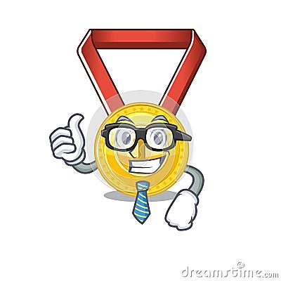Businessman gold medal with the character shape Vector Illustration