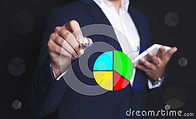 Businessman and graphics Stock Photo