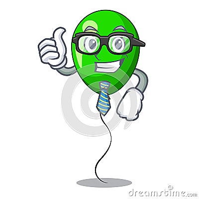 Businessman green baloon on left corner mascot Vector Illustration