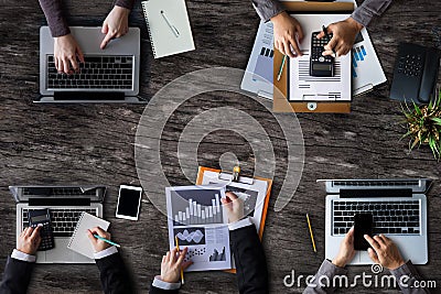 Businessman Group of Multiethnic Busy People meeting with other in modern office. Stock Photo