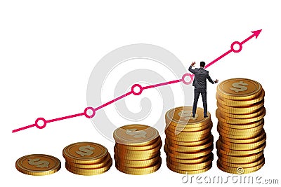 Businessman in the growth concept with coins chart Stock Photo