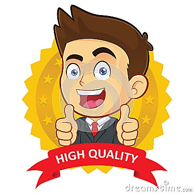 Businessman with Guarantee Icon Vector Illustration