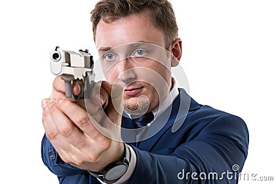 Businessman with gun Stock Photo