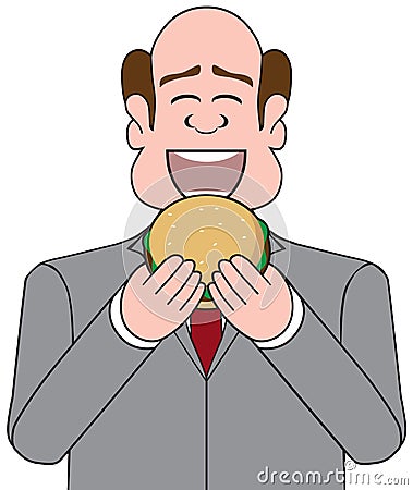Businessman with Hamburger Vector Illustration