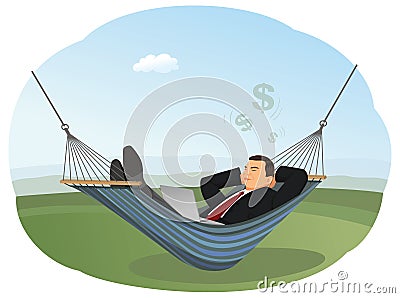 Businessman in hammock Vector Illustration