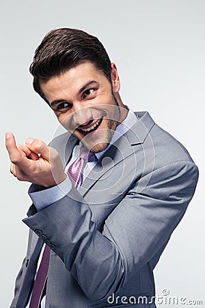 Businessman hand beckoning someone Stock Photo