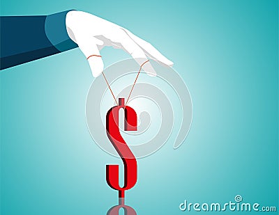 Businessman hand controlling dollar Vector Illustration