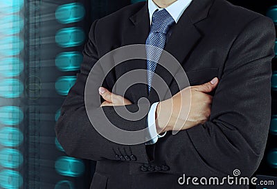 Businessman hand draws business success Stock Photo