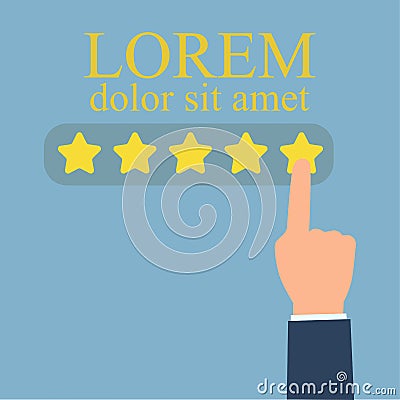 Businessman hand giving five star rating Vector Illustration