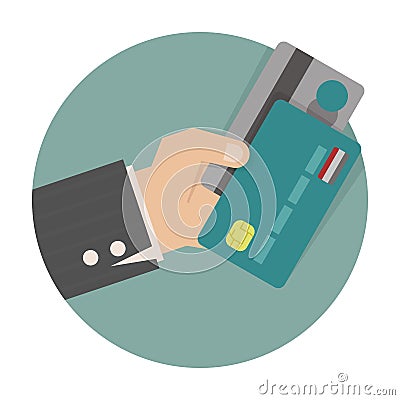 Businessman hand holding credit card Vector Illustration