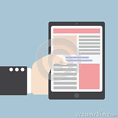 Businessman hand holding tablet computer Vector Illustration