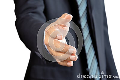 Businessman hand offering handshake Stock Photo