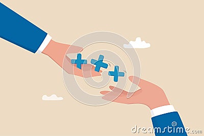 businessman-hand-pass-positive Vector Illustration