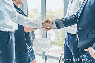 Businessman hand shake after the new project meeting. Business agreement concept Stock Photo