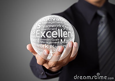 Businessman hand showing excellence word Stock Photo