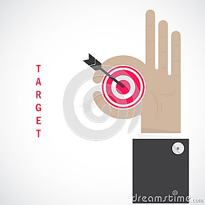 Businessman hand shows target symbol as business concept. Ok han Vector Illustration