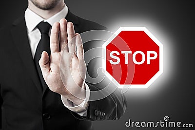 Businessman hand stop sign Stock Photo