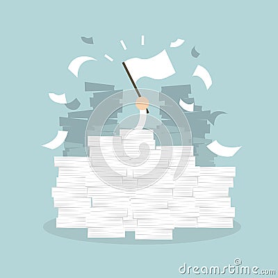 Businessman hand with white flag. Vector Illustration