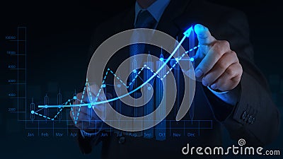 Businessman hand working with new modern computer and business s Stock Photo