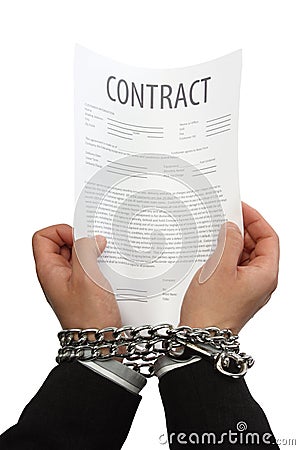 Businessman hands in chains Stock Photo