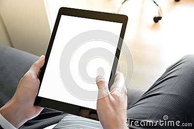 Businessman hands holding tablet computer Stock Photo