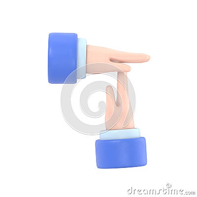 Businessman hands signaled a break from work. Gesture hands time-out isolated . 3D illustration flat design style. Cartoon Illustration