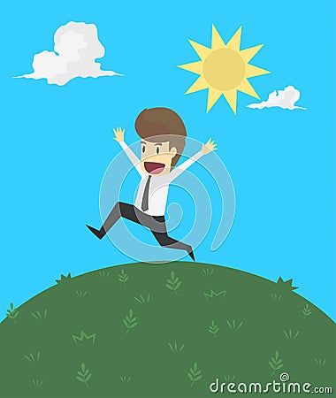 A businessman with happiness in life Vector Illustration