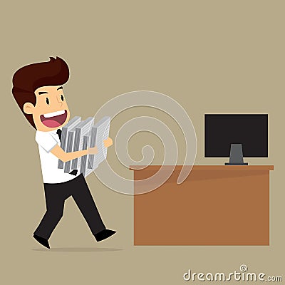 Businessman with happiness in the work Vector Illustration