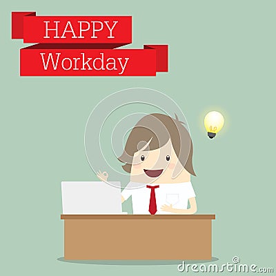 Businessman is happy at the monday after relax time, business co Vector Illustration