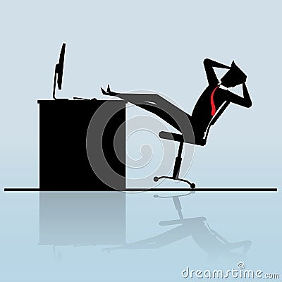 Businessman happy is working in his office Vector Illustration