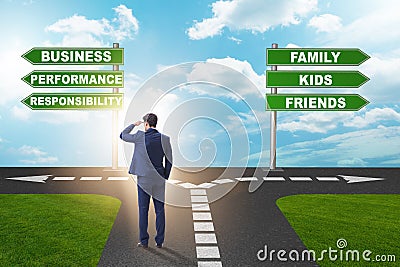 The businessman with hard choice of life and work balance Stock Photo
